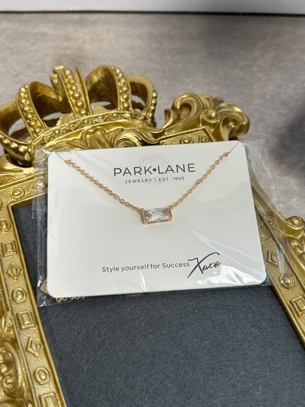 Park Lane Windsor Gold Crystal Baguette Pendant Necklace